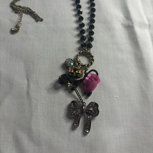 Betsey Johnson Kitty in a TuTu Lariat Necklace RARE Embellished Sparkly Glam - Picture 5 of 11
